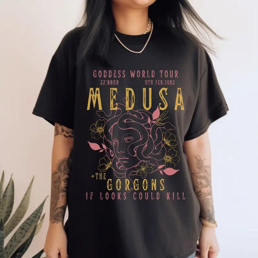 Medusa Distressed Band T-Shirt Vintage Band T-Shirt Snake Shirt Greek Mythology Greek Goddess Medusa Shirt Greek Clothing Grunge Fairycore