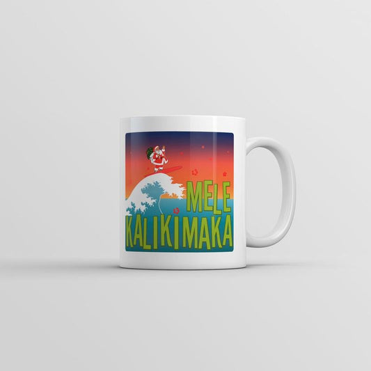 Mele Kalikimaka Mug Funny Surfing Christmas Graphic Coffee Cup-11oz Funny Coffee Mugs Ceramic Printed Drinkware Cup