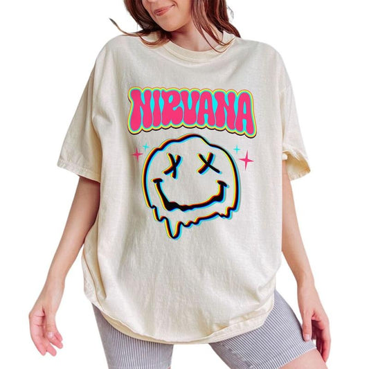 Melting Smile Face Shirt, Funny Graphic Printed Tee, Daily Basic Unhinged Shirt, Adult T-shirt, Cute Tee, Funny Sarcastic Smiling Face Shirt, Comfy Fabric Graphic Tee, Women's Tops, Womenswear, Cotton Fabric Relaxed Fit Chic Style