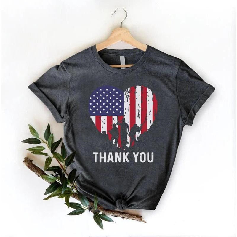 Memorial Day T Shirt, Thank You Veterans Sweatshirt, Patriotic American Flag hoodie, Army Shirt, Heart Memorial Day Shirt, American Flag Heart Shirt