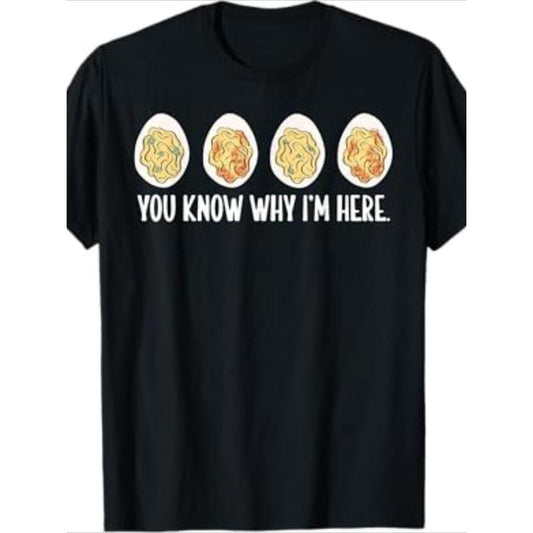 Men'S Casual Crew Neck T-Shirt with Deviled Egg Graphic - 100% Cotton Short Sleeve Tee, Geometric Pattern, All-Season Comfort, Regular Fit, Digital Heat Transfer Design - Perfect for Thanksgiving & Weekend Casual Wear made in usa