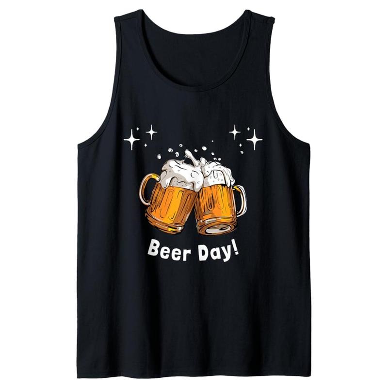 Men'S Cotton Comfy Sleeveless With BEER Print-, Casual Round Tank Tops for Summer, Graphic Tee Men'S Outdoor Clothes, Men'S Clothingstyle{n002}2