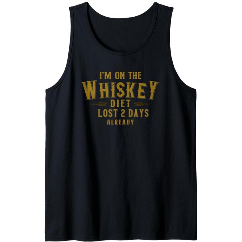 Men'S Cotton Comfy Sleeveless With Whiskey Print, Casual Round Tank Tops for Summer, Graphic Tee Men'S Outdoor Clothes, Men'S Clothing