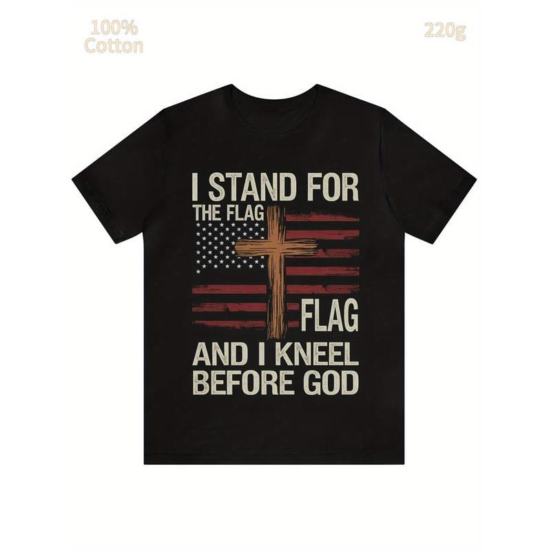 Men'S T-Shirt: 100% Cotton, Black & Fashionable! Boasting Loose, Breathable Comfort, Regular Fit, Short Sleeve, Round-Neck, Slight Elasticity, Knit Fabric, Word personalized Patterns - The Must-Have for Christmas, New Year & Valentine made in usa