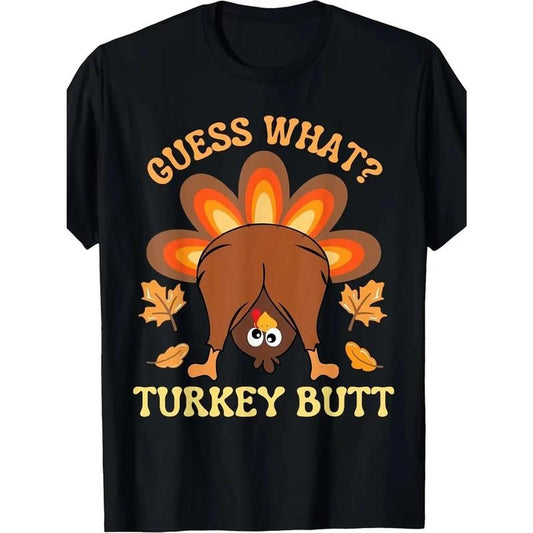 Men'S Thanksgiving Turkey Graphic T-Shirt, 100% Cotton, Casual Crew Neck, Short Sleeve, Regular Fit, Geometric Pattern, Slight Stretch, with Digital Print, for Daily & Weekend Casual Wear, All-Season Knit Fabric made in usa