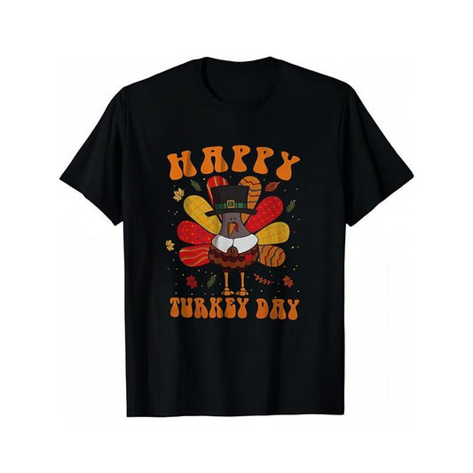 Men'S Thanksgiving Turkey Graphic Tee - Casual Crew Neck Short Sleeve Cotton T-Shirt with Slight Stretch, Knit Fabric, Regular Fit - Summer Season Printed Top made in usa