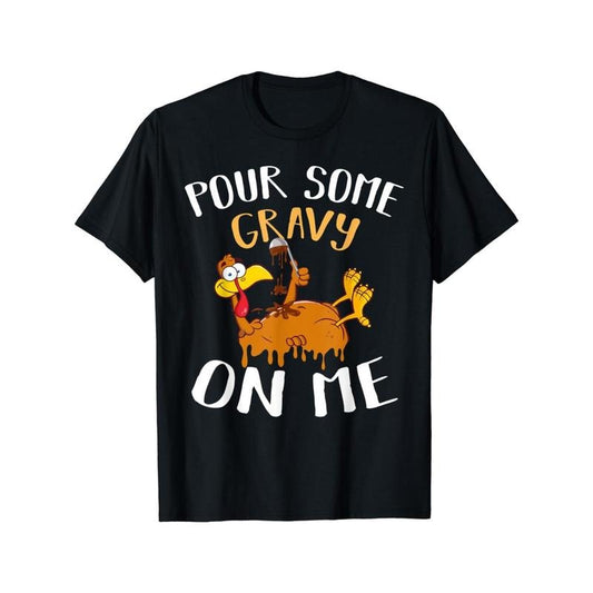 Men'S Thanksgiving Turkey Gravy Graphic Tee - 100% Cotton Crew Neck T-Shirt with Slight Stretch, Casual Printed Top for Summer, Regular Fit with Applique Detail made in usa