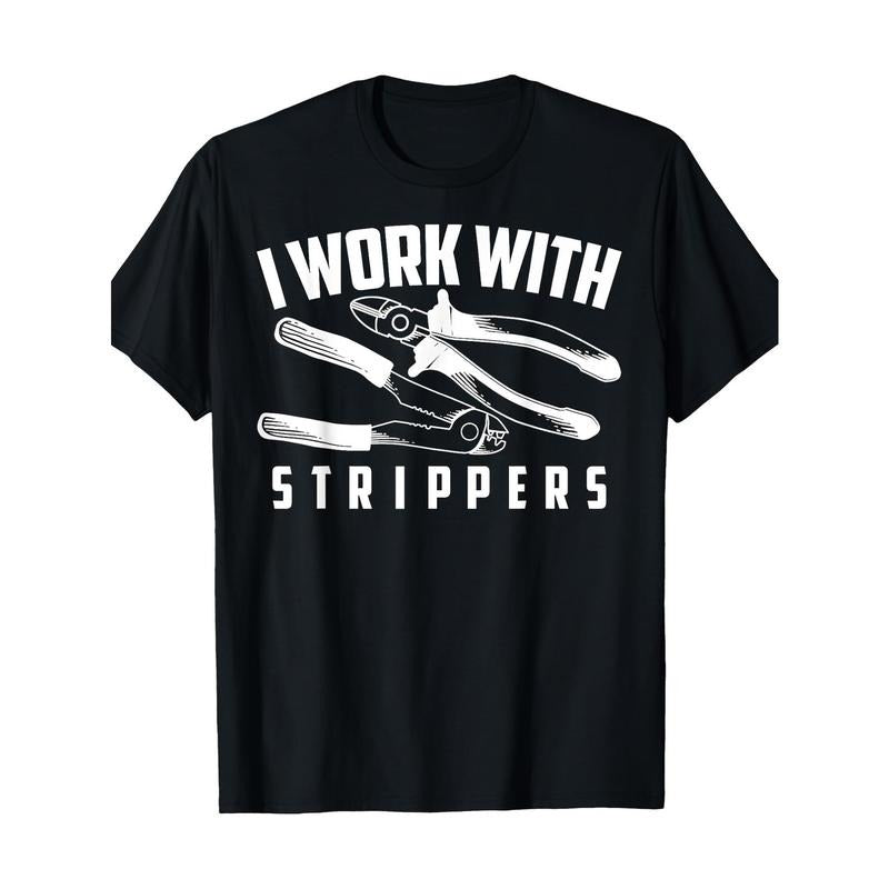 Men's 'I Work with Pliers' Graphic Tee - Casual Cotton T-Shirt with Unique Tool Print, Breathable & Soft, Machine Washable, Round Neck, Short Sleeve - Perfect Gift for DIY Enthusiasts made in usa
