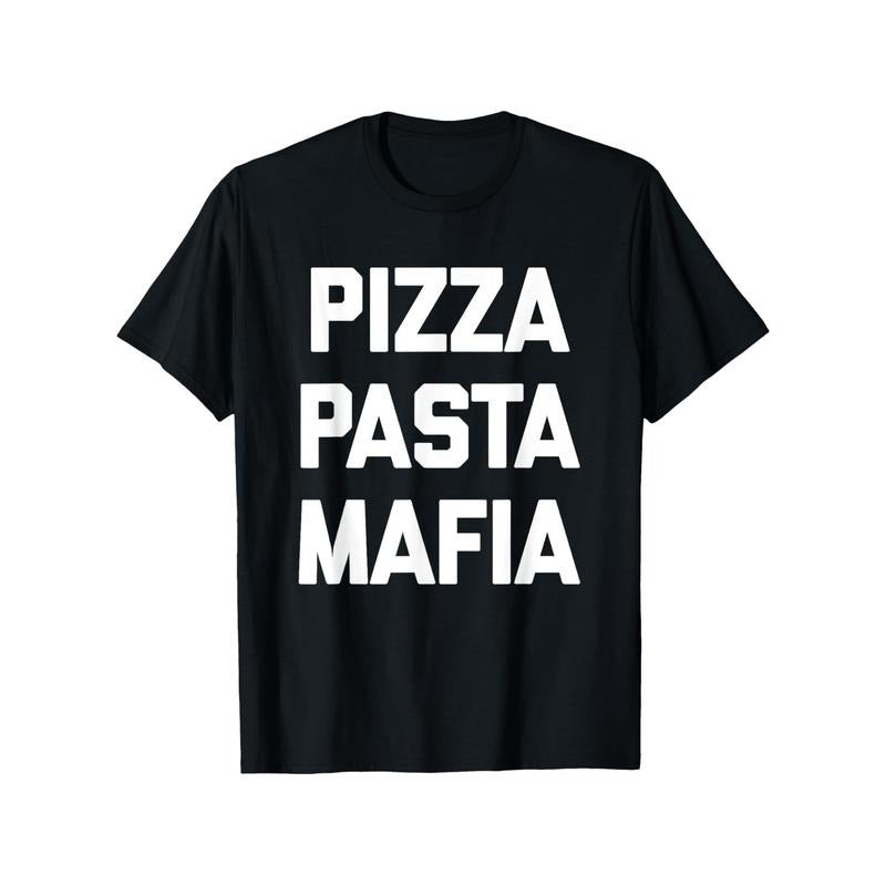 Men's 100% Cotton Pizza & Pasta Mafia Graphic Tee - Casual, Comfortable Short Sleeve T-Shirt with Round Neck for Casual Attire made in usa
