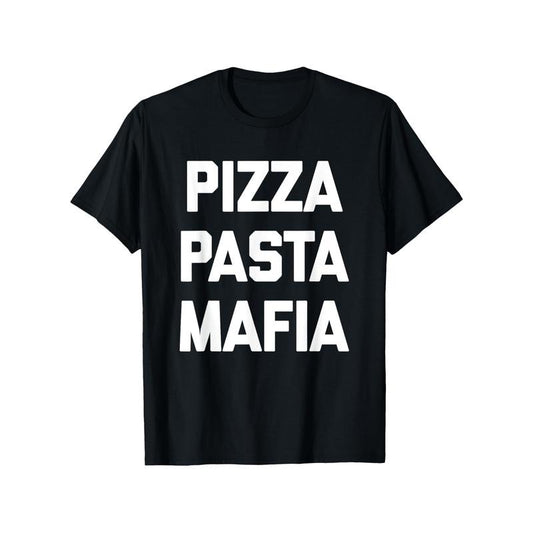 Men's 100% Cotton Pizza & Pasta Mafia Graphic Tee - Casual, Comfortable Short Sleeve T-Shirt with Round Neck for Casual Attire made in usa