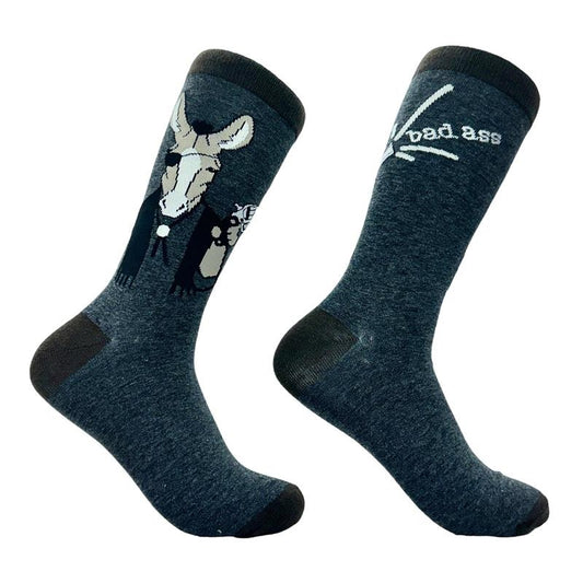 Men's Bad Ass Socks Funny Donkey Jackass Gun Shooting Novelty Footwear Funny Graphic Socks Comfortable Fitted Spandex Cotton