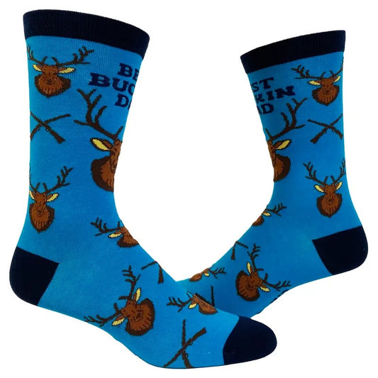 Men's Best Buckin' Dad Ever Socks Funny Fathers Day Hunting Footwear Funny Graphic Socks Comfortable Fitted Spandex Cotton