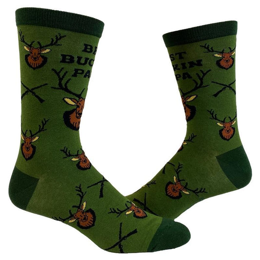 Men's Best Buckin Papa Socks Funny Fathers Day Deer Hunting Graphic Novelty Footwear Funny Graphic Socks Comfortable Fitted Spandex Cotton