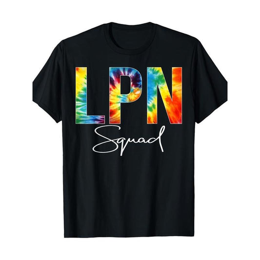Men's Bold Tie-Dye LPN Team Graphic Tee - 100% Cotton, Crew Neck, Short Sleeve - Perfect for Casual Outings & Fitness Training Made in USA