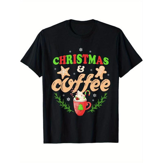 Men's Cotton Christmas Graphic Tee - Casual Short Sleeve Crew Neck T-Shirt, Perfect for Outdoor & Holiday Wear made in usa