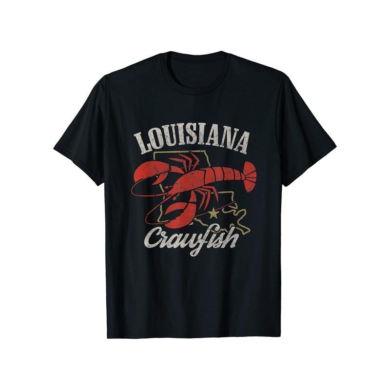 Men's Cotton Crayfish Graphic Tee - Casual Round Neck T-Shirt for Summer, Breathable & Stretch Fabric made in usa