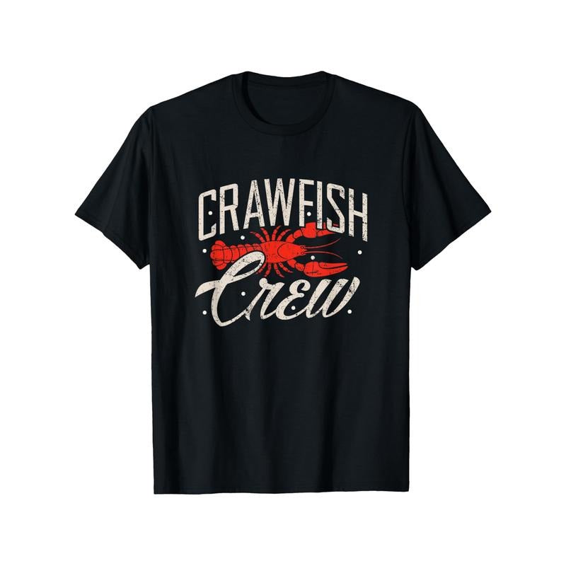 Men's Cotton Crayfish Print T-Shirt - Casual & Comfortable, Perfect for Daily Wear & Gifts, Black, Sizes S-XXXL made in usa
