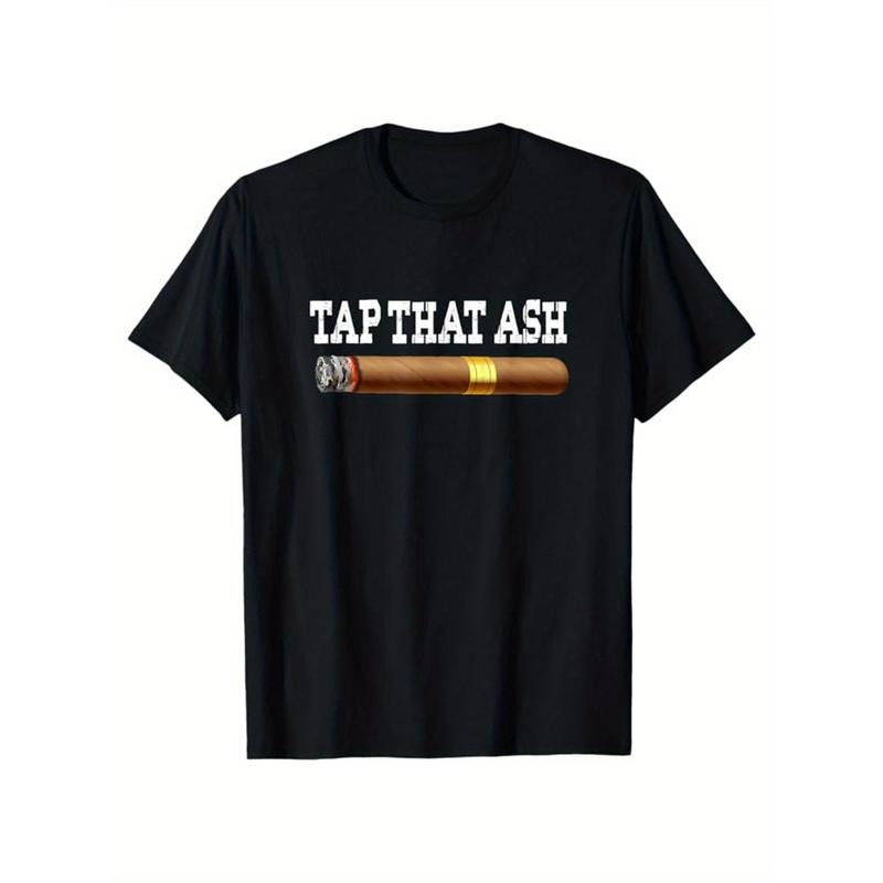 Men's Cotton T-Shirt With Cigar Print, Casual Short Sleeve Round Neck Tee, Soft Comfortable Top, Men's Clothing made in usastyle{n002}3