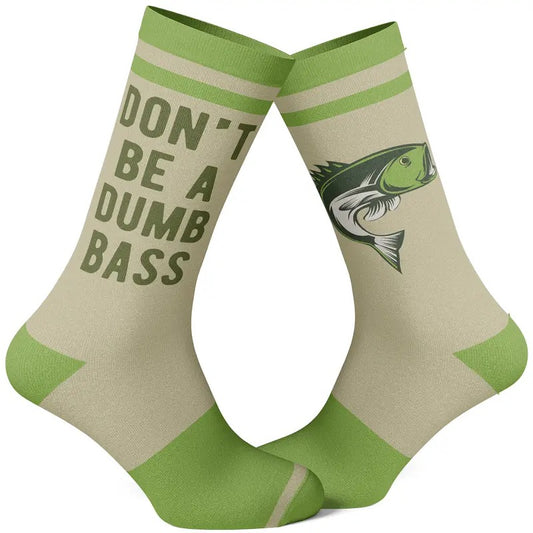 Men's Don't Be A Dumb Bass Socks Funny Fishing Father's Day Dumbass Novelty Footwear Funny Graphic Socks Comfortable Fitted Spandex Cotton