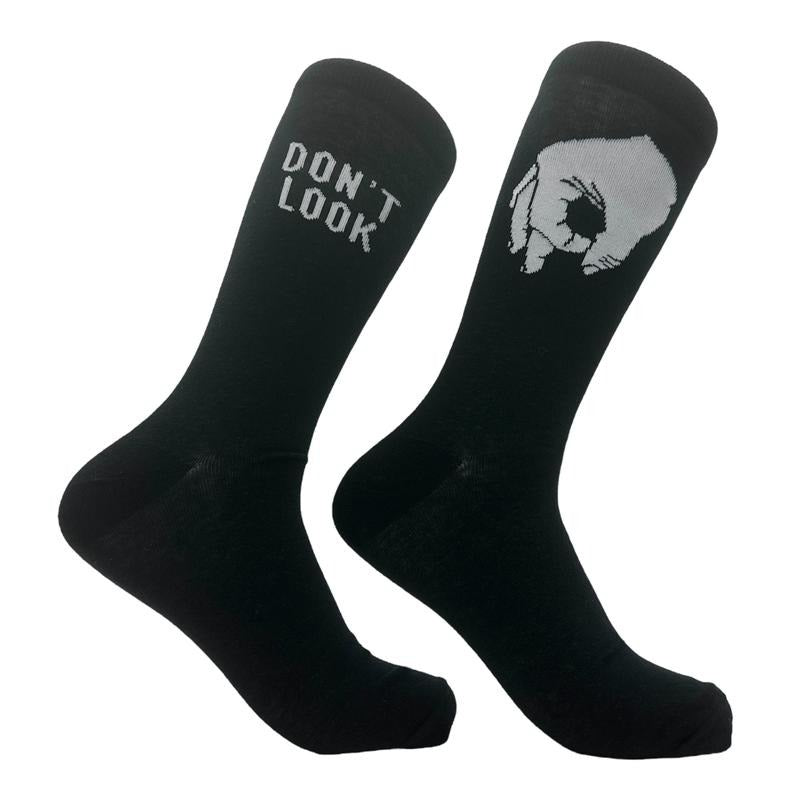 Men's Dont Look Socks Funny Sarcastic The Game Graphic Novelty Footwear for Men Funny Graphic Socks Comfortable Fitted Spandex Cotton
