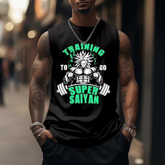 Men's Dragon Ball Anime Print Gym Tank Top, Trendy Designs That Will Make You Stand Out