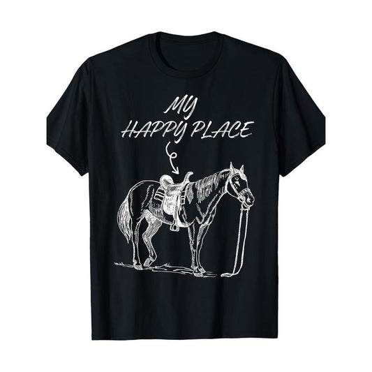 Men's Equestrian Charm Cotton T-Shirt - Breathable, Comfort Fit with Horse Print | Casual Round Neck Tee for All Seasons made in usa