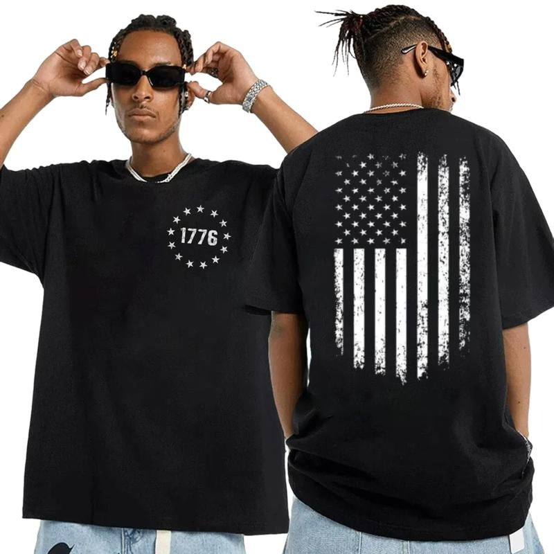 Men's Flag 1776 Shirt, Independence Shirt, American History 1776, V.Ntage Us Flag 1776 Tee, Regular Fit Casual Street Tee, Unisex Short Sleeve Tee, Classic Streetwear graphic