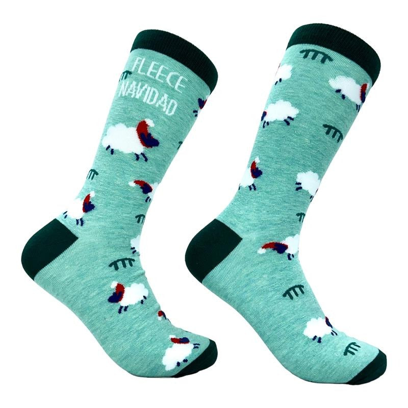 Men's Fleece Navidad Socks Funny Cute Xmas Sheep Novelty Footwear Funny Graphic Socks Comfortable Fitted Spandex Cotton