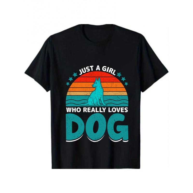 Men's Funny Dog Lover Graphic T-Shirt - "Just a Girl Who Really Loves Her Dog" Design, Casual Cotton Tee, Perfect for All Seasons made in usa