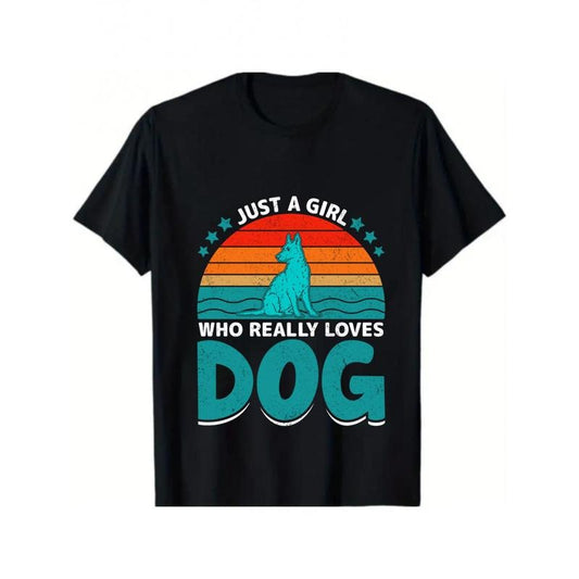 Men's Funny Dog Lover Graphic T-Shirt - "Just a Girl Who Really Loves Her Dog" Design, Casual Cotton Tee, Perfect for All Seasons made in usa