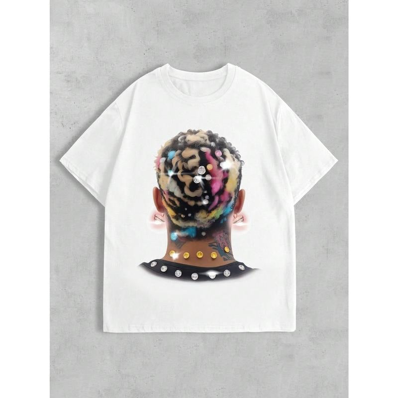 Men's Graphic Print Crew Neck Short Sleeve T-Shirt, Summer Made in USA