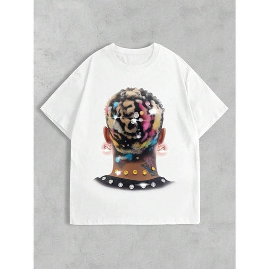 Men's Graphic Print Crew Neck Short Sleeve T-Shirt, Summer Made in USA