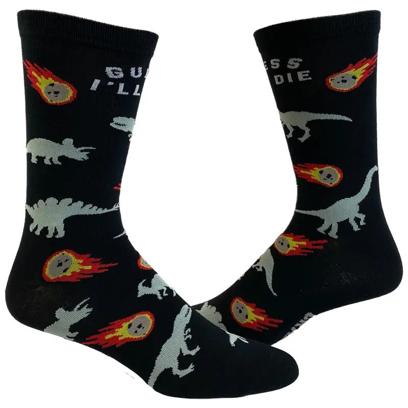 Men's Guess I'll Die Socks Funny Dinosaur Extinction Meteor Graphic Novelty Footwear Funny Graphic Socks Comfortable Fitted Spandex Cottonstyle{n002}2