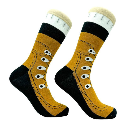 Men's Hiking Boots Socks Funny Outdoor Nature Hike Footwear Funny Graphic Socks Comfortable Fitted Spandex Cotton