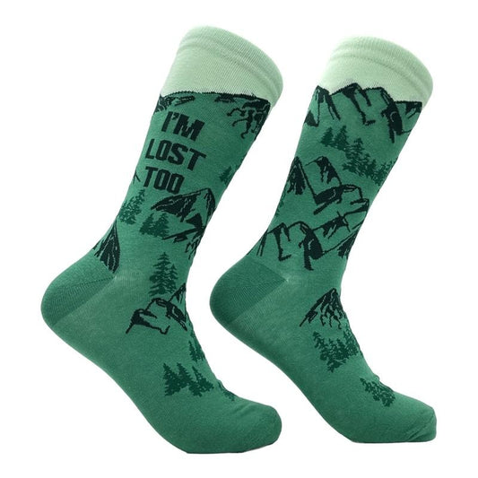 Men's Im Lost Too Socks Funny Sarcastic Camping Graphic Novelty Footwear Funny Graphic Socks Comfortable Fitted Spandex Cotton