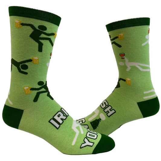 Men's Irish Yoga Socks Funny St. Patrick's Day Drinking Party Novelty Footwear Funny Graphic Socks Comfortable Fitted Spandex Cotton