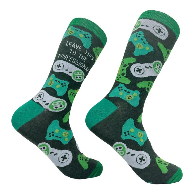 Men's Leave This To The Professionals Socks Funny Video Games Lovers Footwear Funny Graphic Socks Comfortable Fitted Spandex Cotton