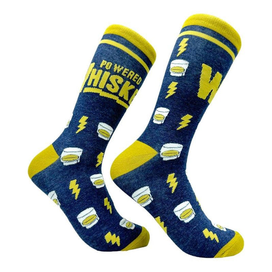 Men's Powered By Whiskey Socks Funny Alcohol Drinking Liquor Lovers Footwear Funny Graphic Socks Comfortable Fitted Spandex Cotton
