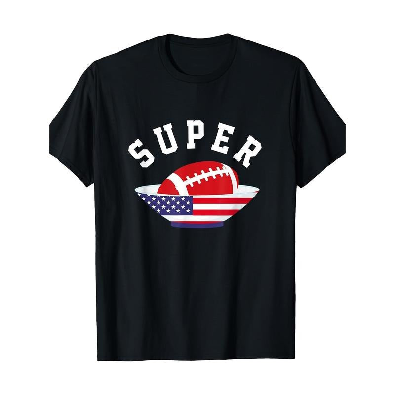 Men's Premium Cotton T-Shirt with American Football Print - Casual Round Neck, All-Season Wear made in usa