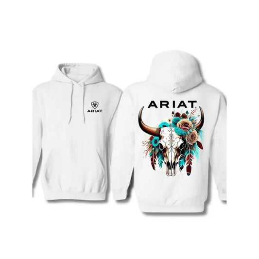 Men's Regular Fit Bull Head & Floral Print Hoodie, Casual Long Sleeve Hooded Sweatshirt for Fall, Fashion Men's Clothes for Daily Wear