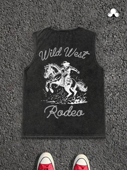 Men's Regular Fit Horse Riding Print Graphic Tank Top, Casual Sleeveless Top for Summer, Fashion Men's Clothes for Daily Wear, Socks, Cotton