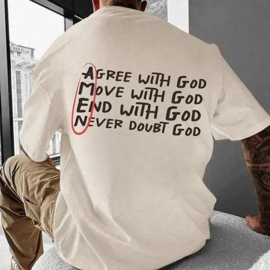 Men's Regular Fit Letter Graphic Drop Shoulder 1 Side T-Shirt, Casual Soft Comfy Streetwear Half Sleeve Round Neck T-Shirt for Summer, Menswear, Graphic Tees, Top for Men