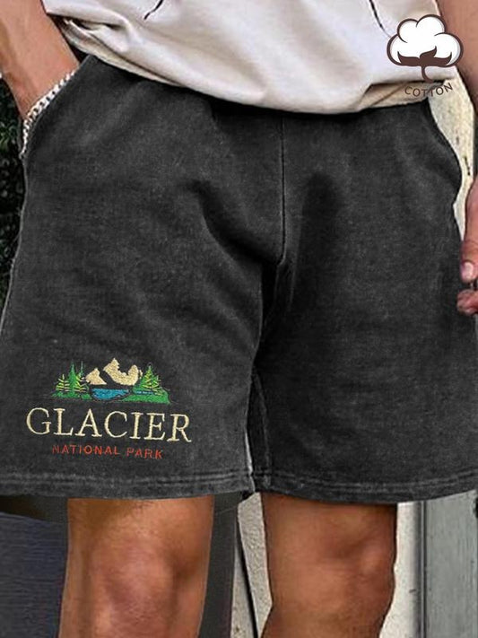 Men's Regular Fit Vintage Washed Denim-effect Print Shorts, Casual Comfy Breathable Shorts for Summer, Men's Bottoms for Daily Wear