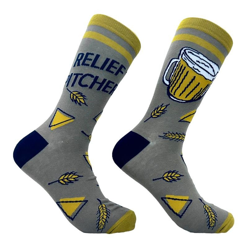 Men's Relief Pitcher Socks Funny Beer Lovers Drinking Joke Novelty Footwear Funny Graphic Socks Comfortable Fitted Spandex Cotton