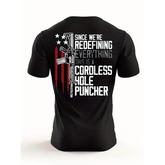 Men's Summer Regular Fit Gun Graphic Short Sleeve Fashion Casual T-Shirt Made in USA