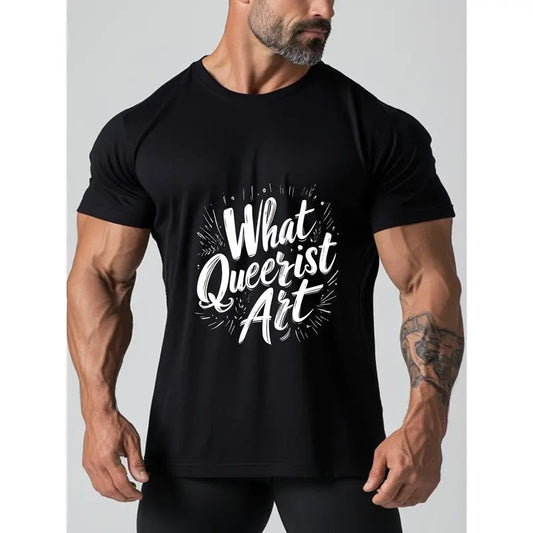 Men's T-shirt, personalized men's clothing, flower-style English printing, men's outdoor casual top, comfort and fashion coexist Made in USA
