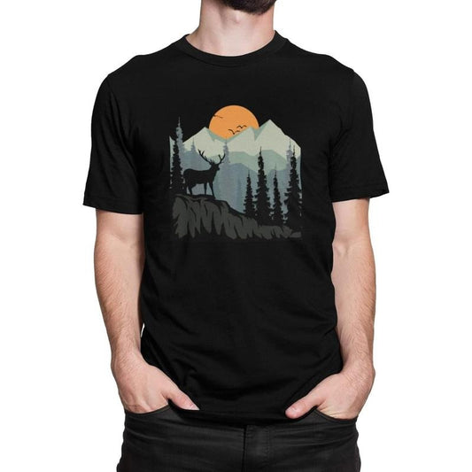 Men's T-shirt, personalized men's clothing, forest printing, men's outdoor casual top, comfort and fashion coexist Made in USA
