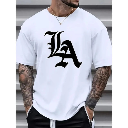 Men's T-shirt, personalized men's wear, trendy letter print, men's outdoor casual top, comfort and fashion coexist Made in USA