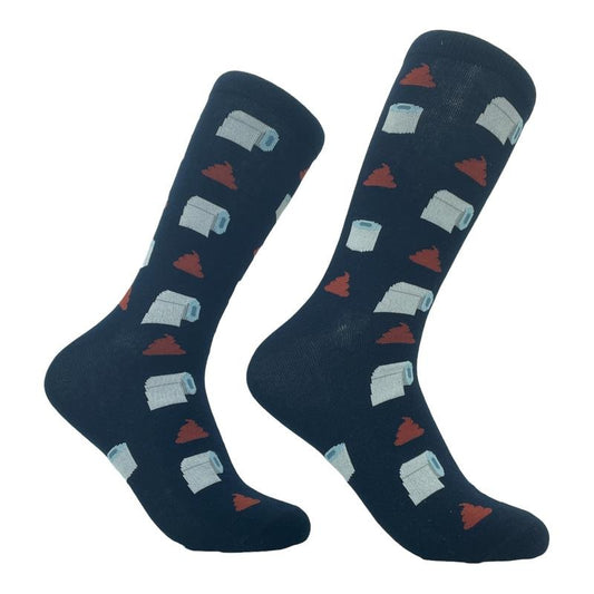 Men's Toilet Paper And Poop Socks Funny Bathroom Humor TP Turd Graphic Novelty Footwear Funny Graphic Socks Comfortable Fitted Spandex Cotton