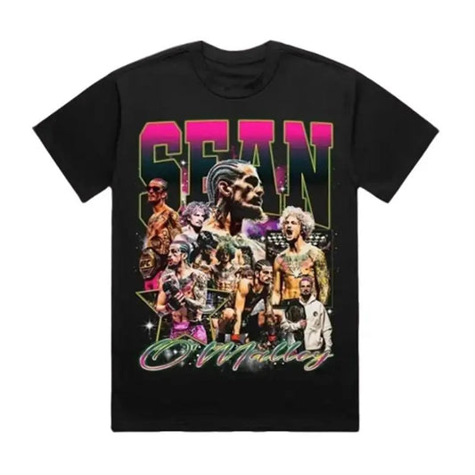 Men's UFC Black Sean O'Malley Quasar Graphic T-Shirt, Full Size, Full Color Tshirt Cotton